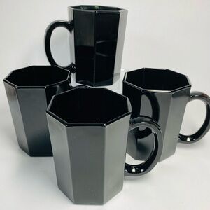 Arcoroc Black Octagonal Mug Set made in France